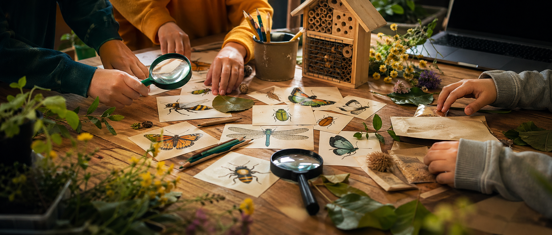 Workshop-Materialien auf einem Tisch